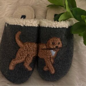 Lands' End Gray and Beige Slippers